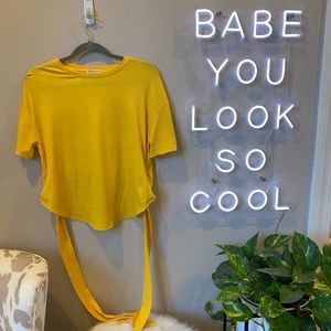 Rebecca Minkoff Yellow Short Sleeve Top with Tie
